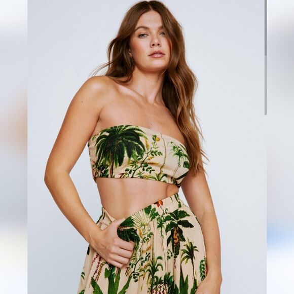 Nasty Gal crinkle palm tree Bandeau tube top nwt - Picture 1 of 4